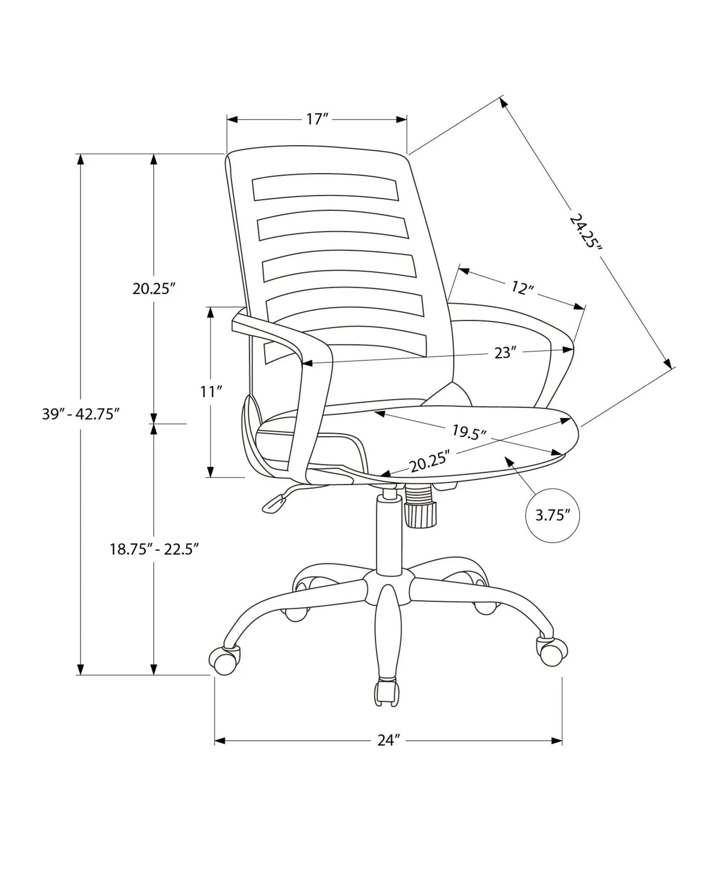 Office Chair, Adjustable Height, Swivel, Ergonomic, Armrests by Unique Piece Furniture