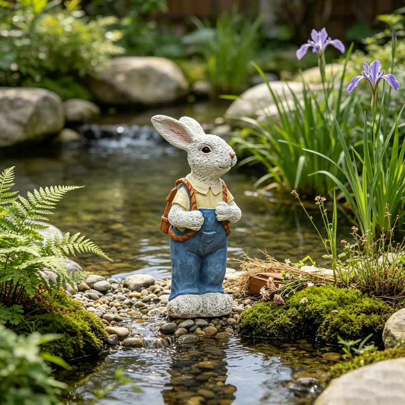 Simulated Couple Rabbit Statue Flower Pot Ornament by HouseOfZazla