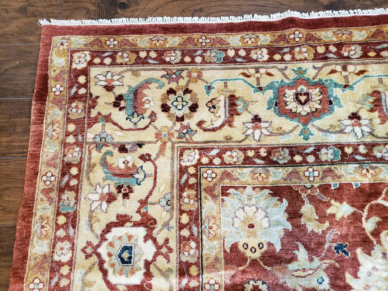 Safavieh Room Sized Rug 10x14, Wool Hand-Knotted Auburn Red & Light Gold Egyptian Mahal Oriental Carpet, 10 x 14 Large Living Room Rug by Jewel Rugs