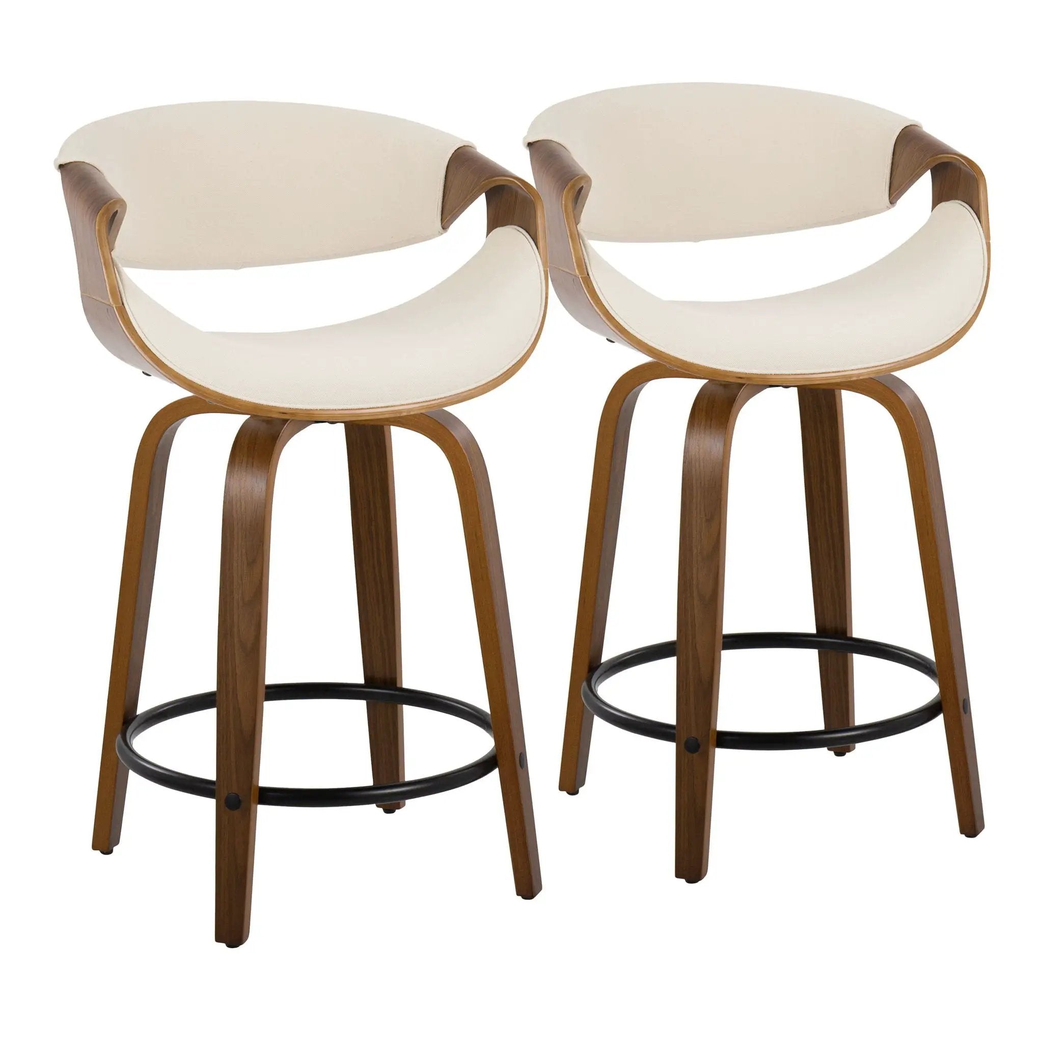 Curvini Mid - Century Modern Fixed Height Counter Stool With Swivel (Set of 2) by HouseOfZazla