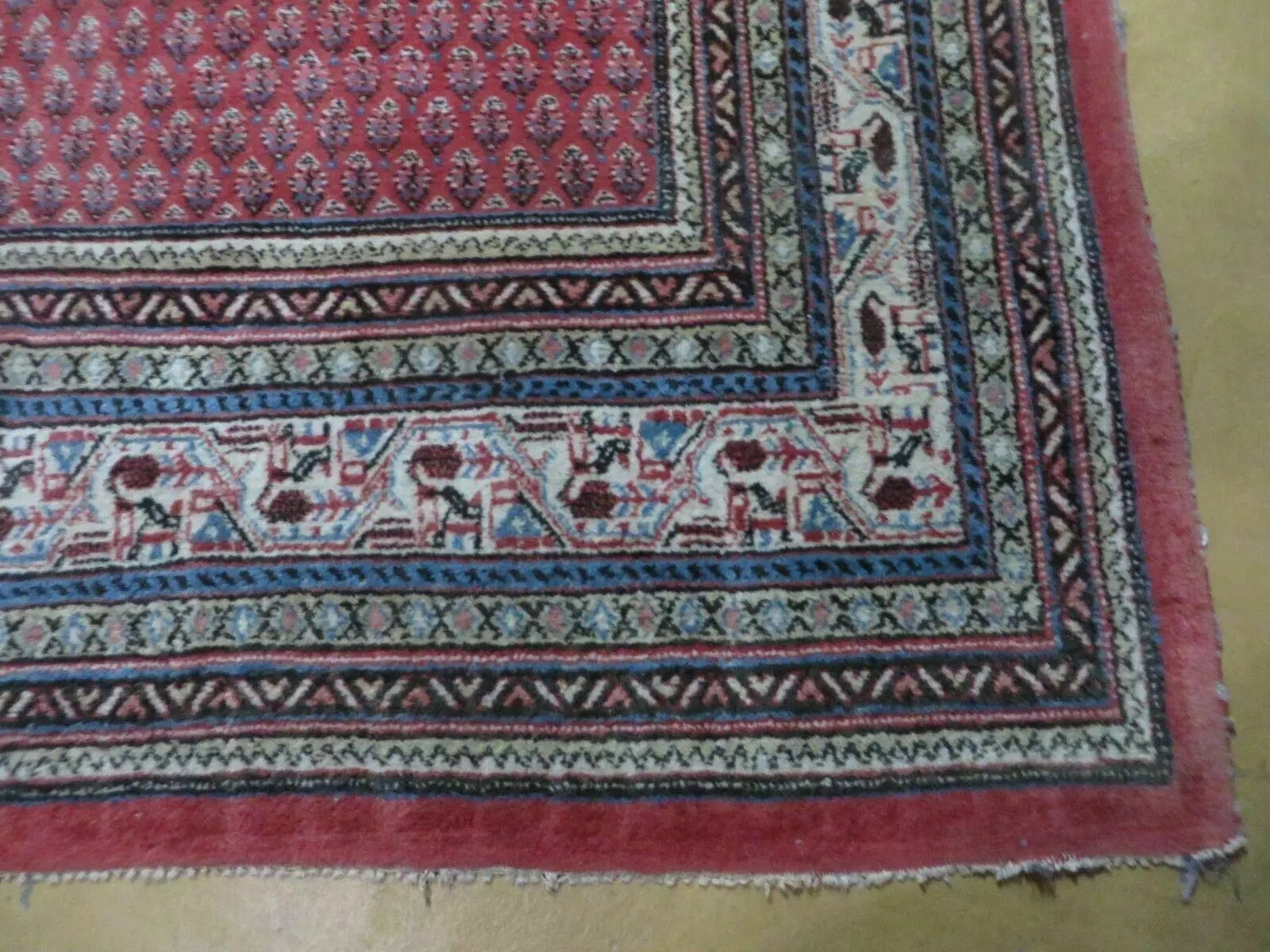 7' X 9' Vintage India Oriental Paisley Handmade Wool Rug Red Vegetable Dyes by Jewel Rugs