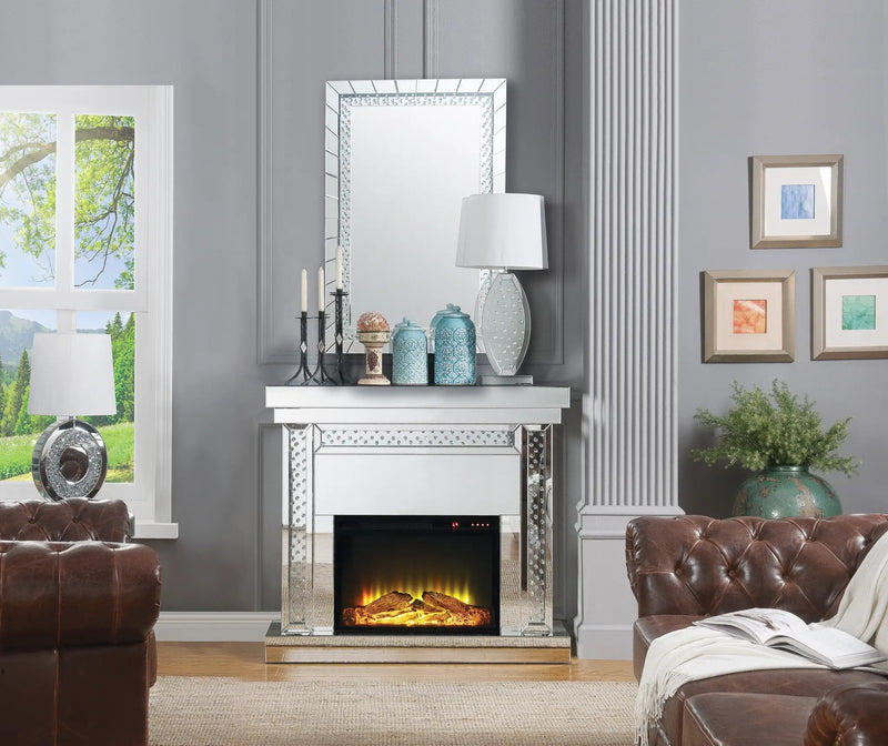 Nysa Mirrored & Faux Crystals Fireplace by HouseOfZazla
