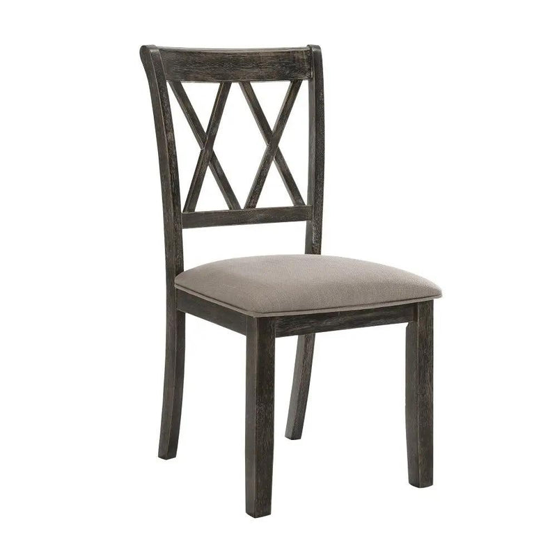 Claudia II - Side Chair (Set of 2) - Beige Fabric & Weathered Gray by Unique Piece Furniture