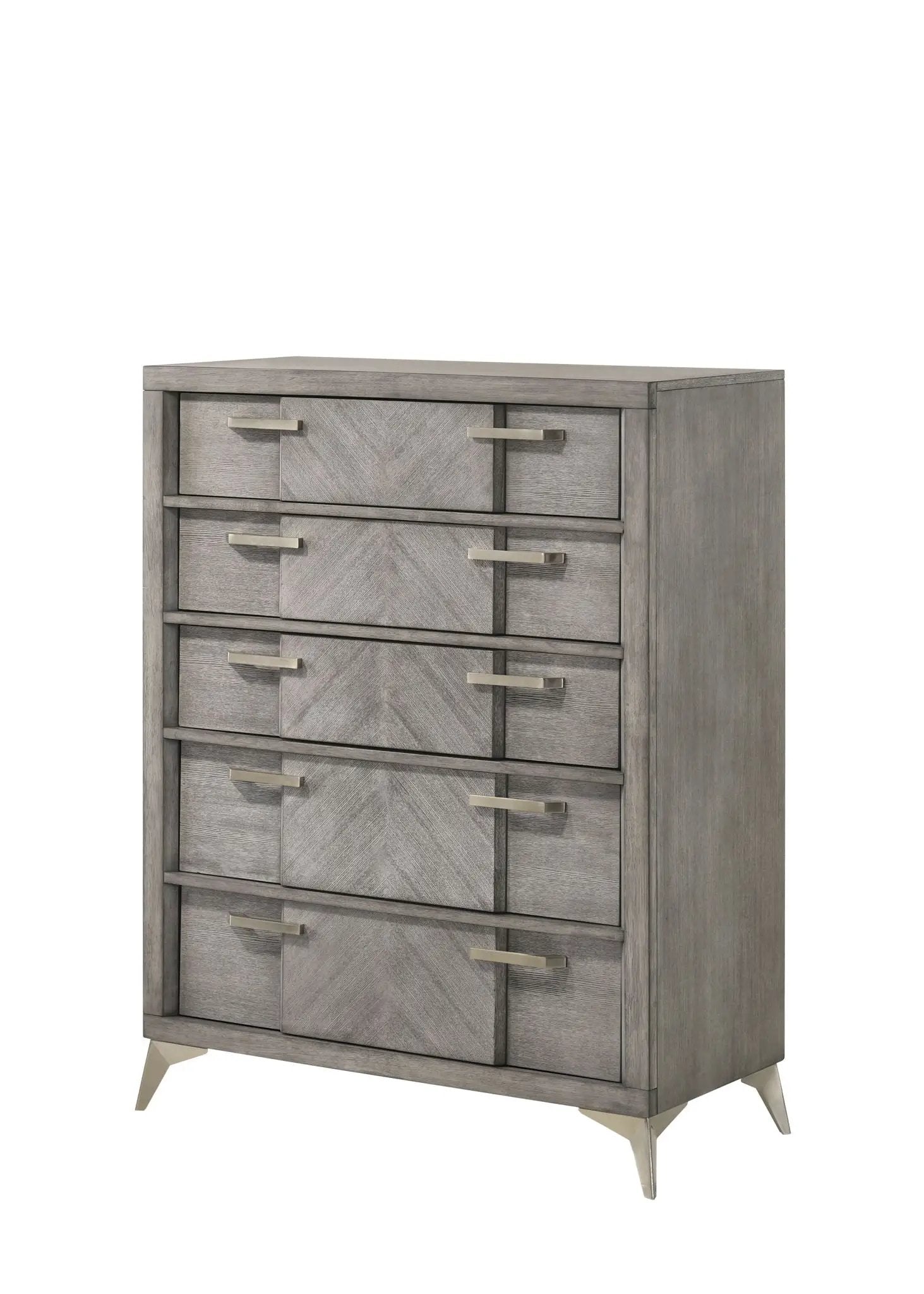 5 Drawer Chest Book Matched Veneers - Gray by Unique Piece Furniture