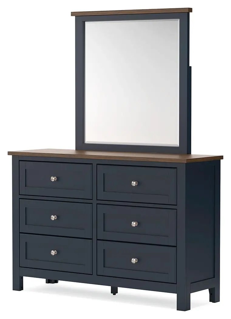 Landocken - Dresser and Mirror - Brown / Blue by Unique Piece Furniture