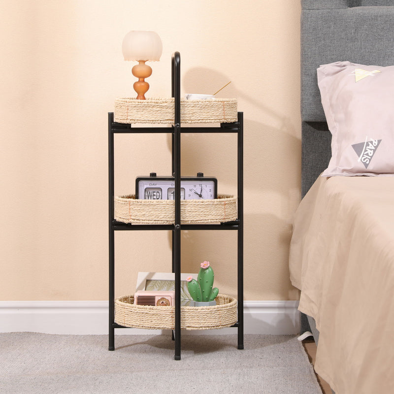 Modern 3 Tier Handwoven Side Table With Oval Organizer by HouseOfZazla
