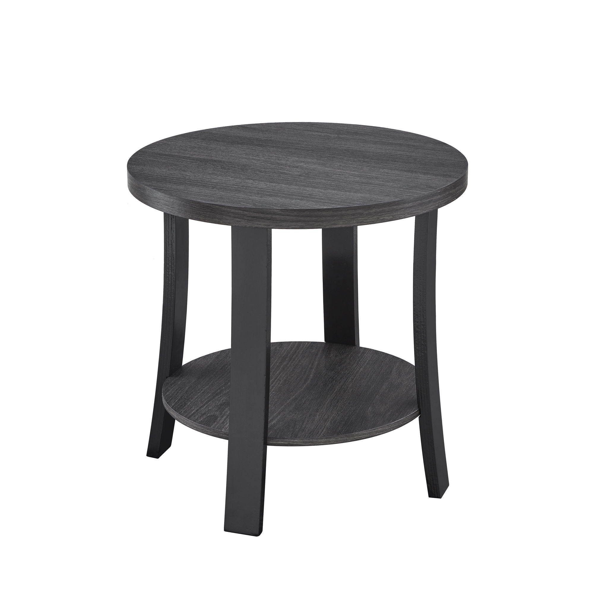 Anze - 3 Piece Coffee Table Set Contemporary Oval Wood Shelf - Charcoal by HouseOfZazla