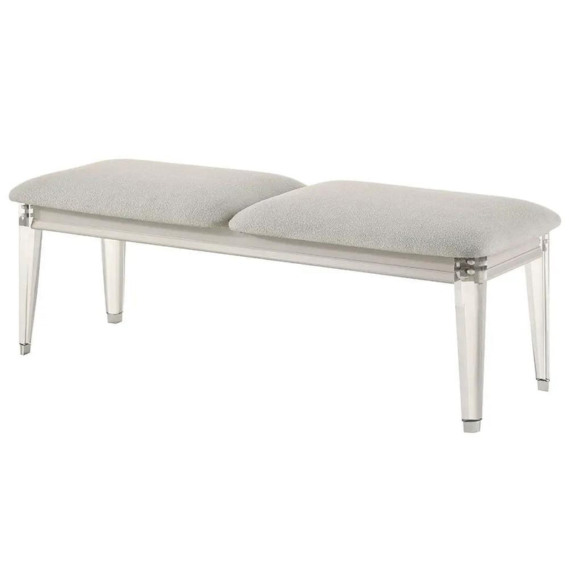 Laveda - Bench - Light Gray Boucle & Pearl White by Unique Piece Furniture