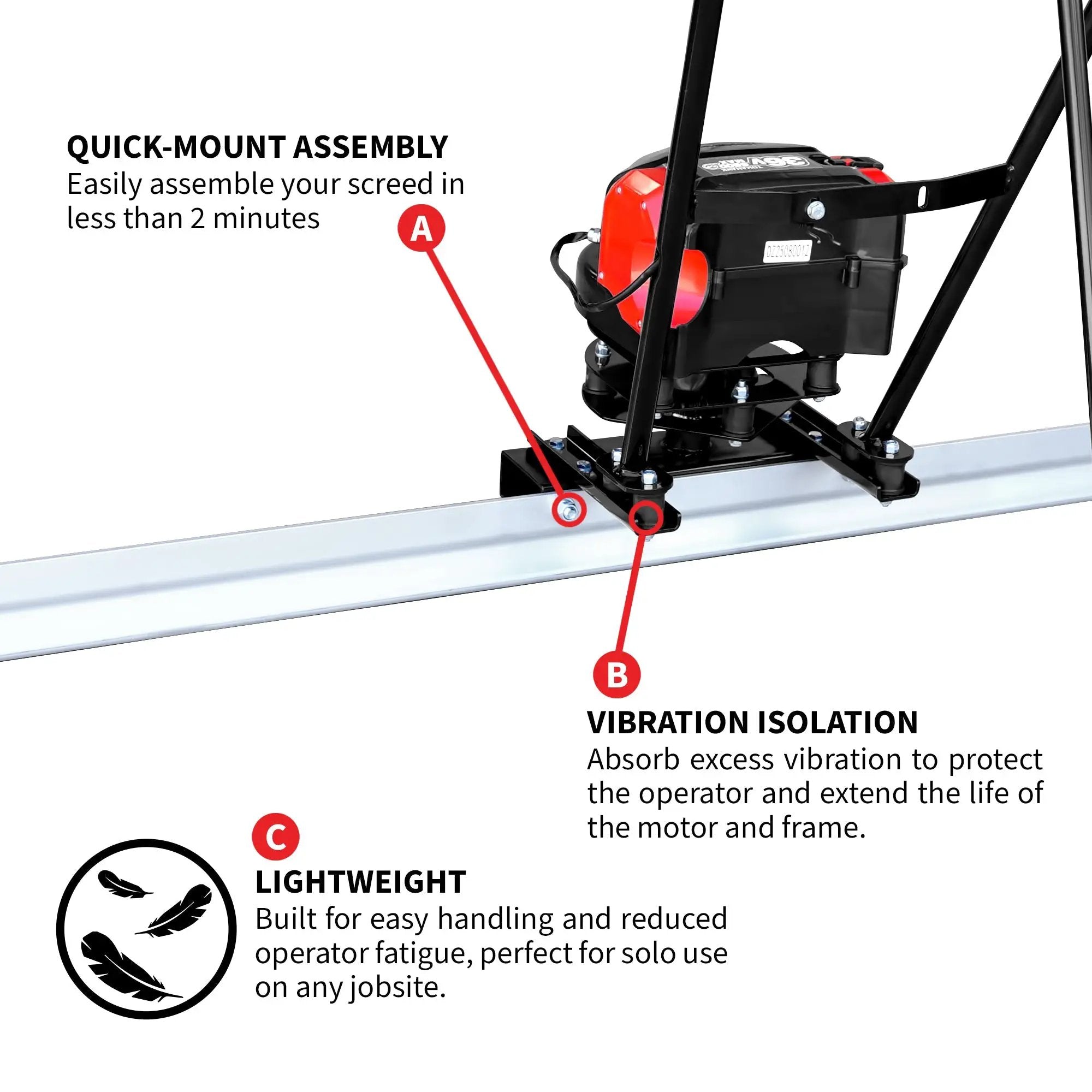Tomahawk Battery Power Screed 36V 7ah Single Aluminum Blade Bundle (Choose 4ft, 6ft, 8ft, 10ft, 12ft, 14ft) by Tomahawk Power