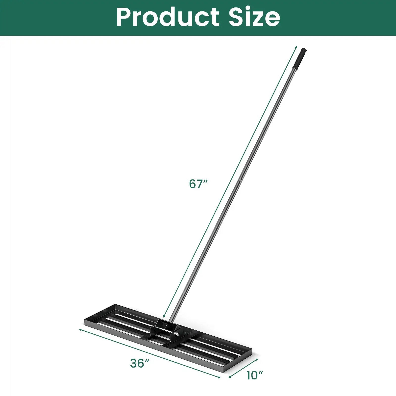 36 x 10 Inch Lawn Leveling Rake with Ergonomic Handle by DirectDeals