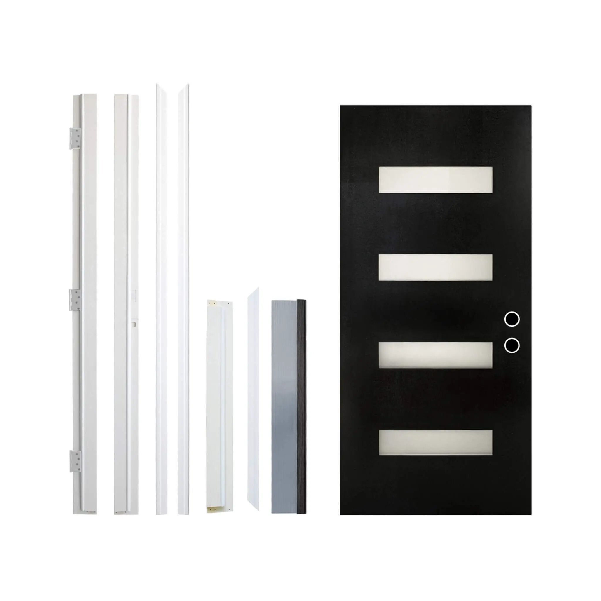 [36X80-Inch] Nuvia Contemporary Frosted Glass Fiberglass Left Inswing Front Door With 6-9/16 White Vinyl Frame (SAK78420) by SAKSBY WHOLESALE