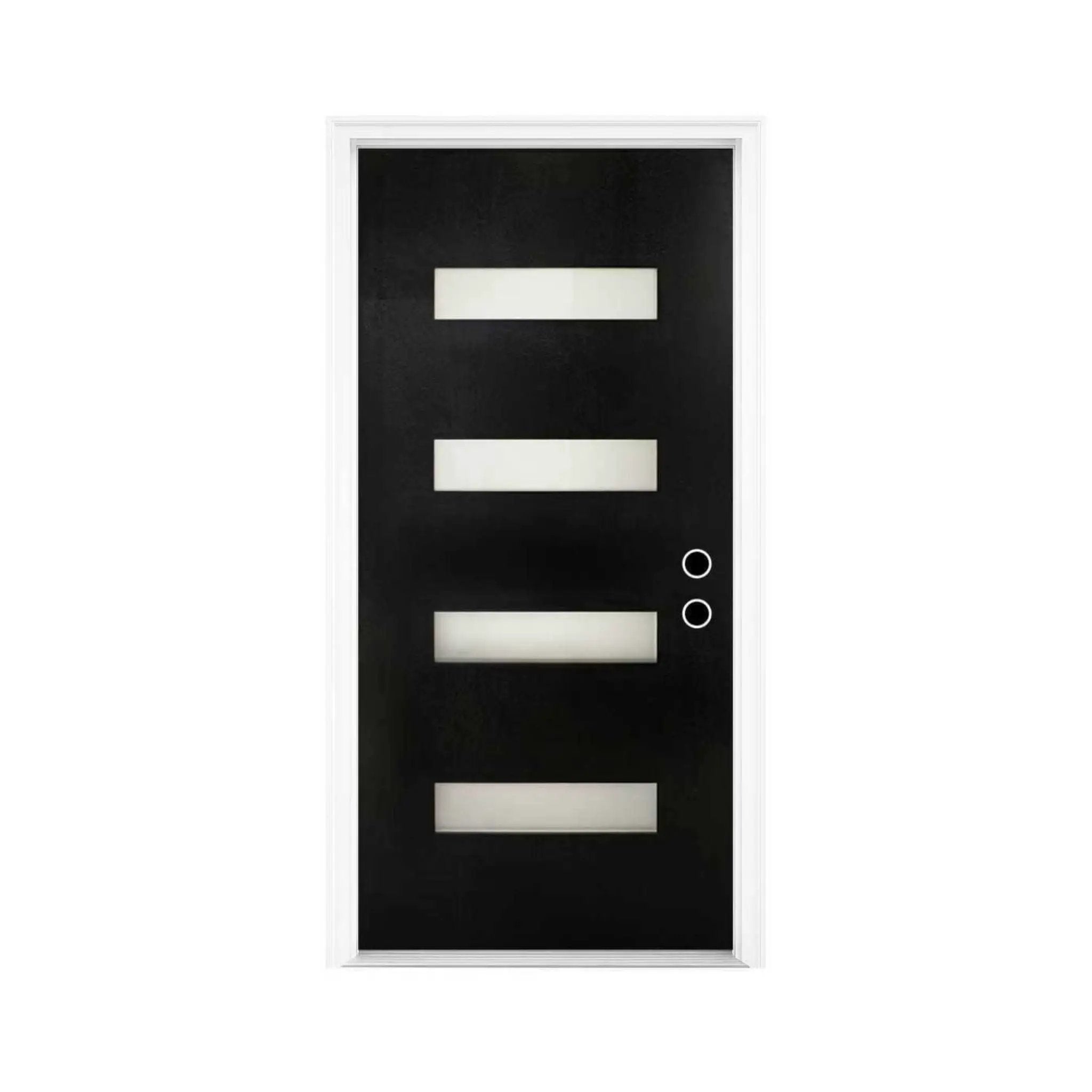 [36X80-Inch] Nuvia Modern Black Left Inswing Fiberglass Entry Door With 4-9/16 White Vinyl Frame (SAK52910) by SAKSBY WHOLESALE