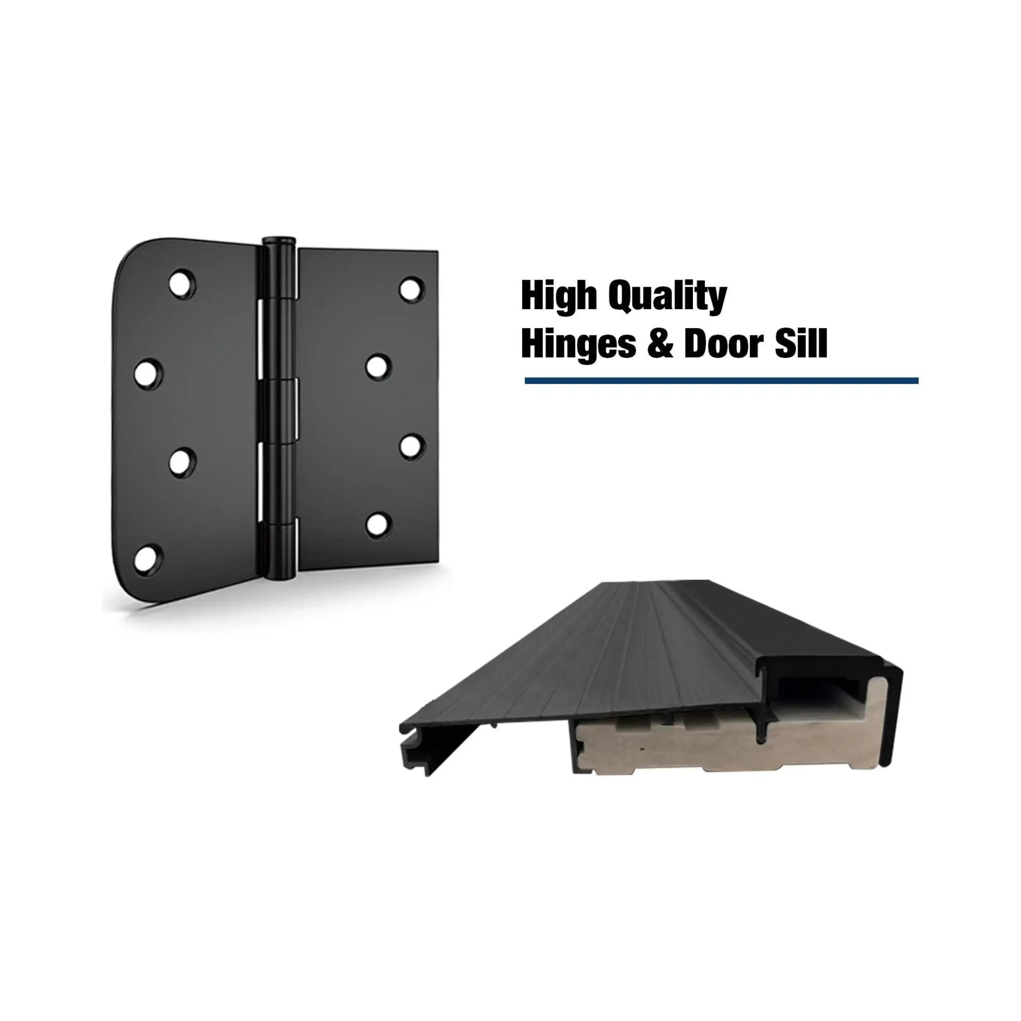 [36X80-Inch] Nuvia Modern Black Left Inswing Fiberglass Entry Door With 4-9/16 White Vinyl Frame (SAK52910) by SAKSBY WHOLESALE