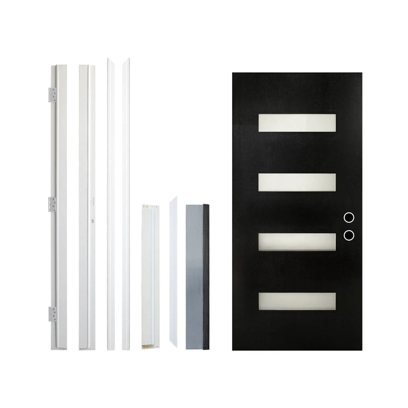 [36X80-Inch] Nuvia Modern Black Left Inswing Fiberglass Entry Door With 4-9/16 White Vinyl Frame (SAK52910) by SAKSBY WHOLESALE