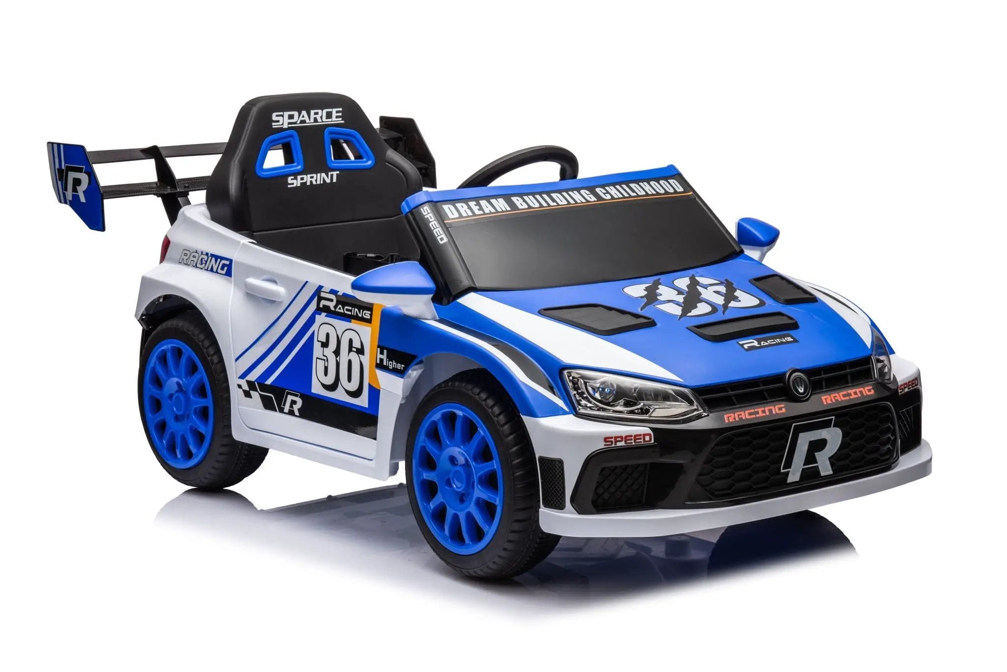 12V4A 20W*2 One Button Start, Forward And Backward, High And Low Speed, Music, Front Light, Power Display, Two Doors Can Open, 2.4G R / C, Seat Belt Four Wheel Absorber Kids Ride On Car by HouseOfZazla