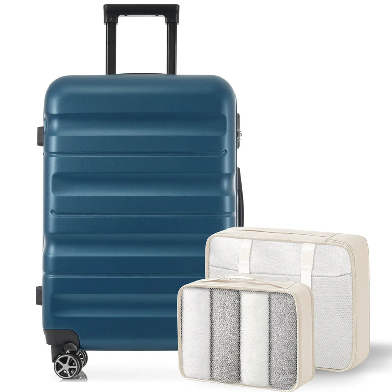 Hardshell ABS Luggage Set 24-Inch Spinner Suitcase with 2 Packing Cubes by HouseOfZazla