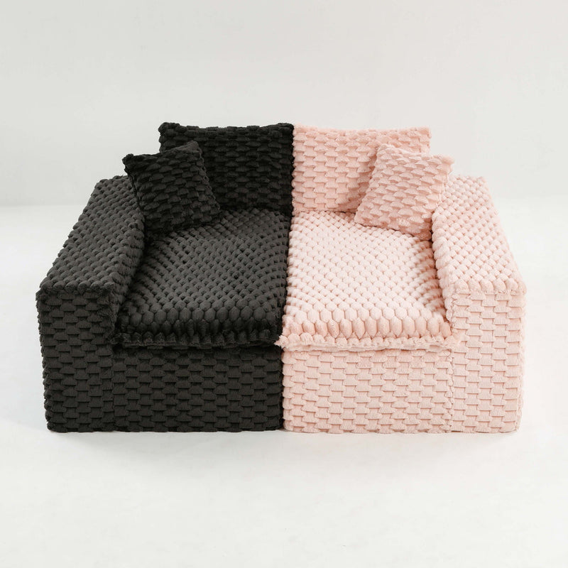 Multifunctional Sofa Pink Black, Fits 4 People by HouseOfZazla