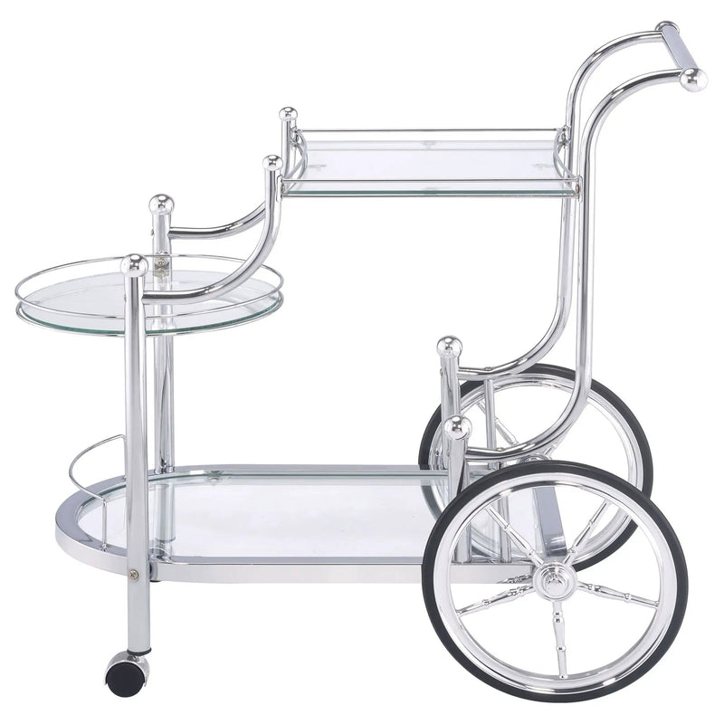 Sarandon 3-tier Glass Shelf Metal Bar Cart Chrome by Unique Piece Furniture
