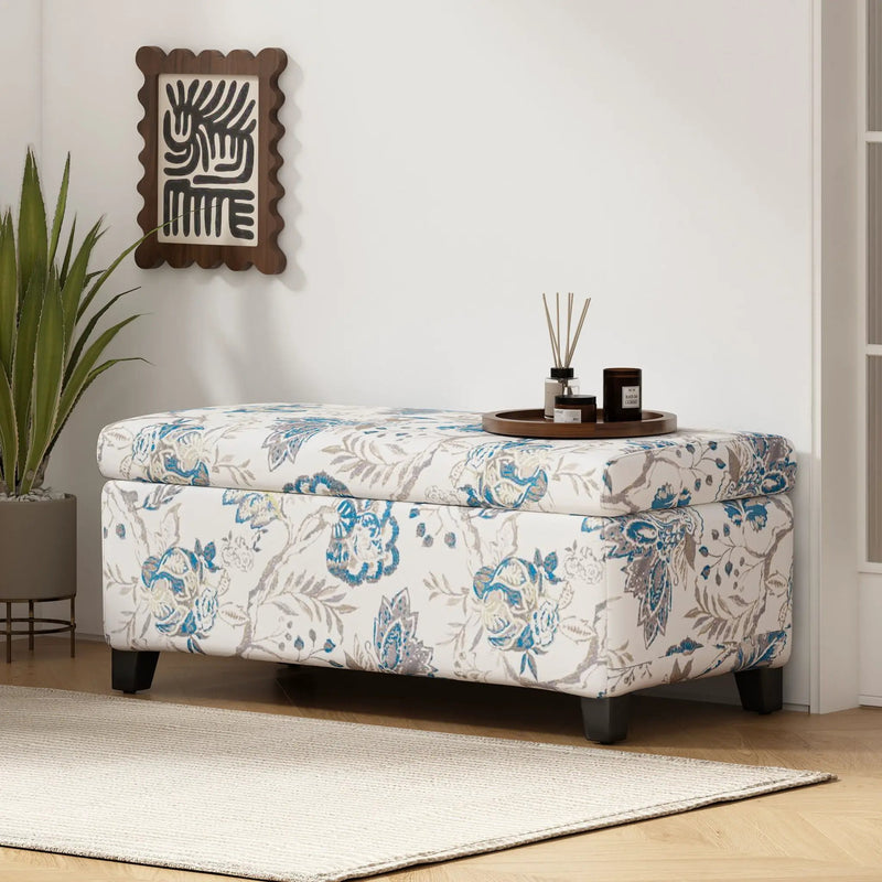 Luxury Storage Ottoman With Floral Patterned Fabric by HouseOfZazla