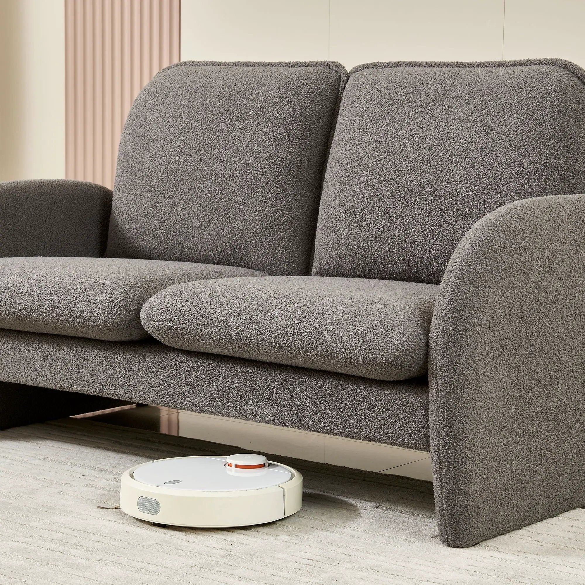 Loveseat Sofa Small Couch For Living Room, Sherpa Fabric Upholstered Loveseat Sofa Couch, Small Loveseat Sofa For Apartment, Bedroom by Unique Piece Furniture