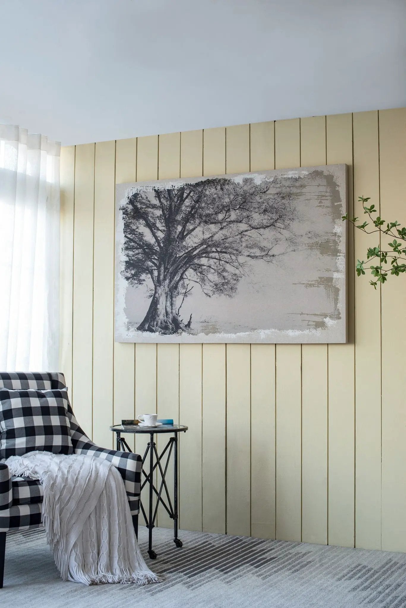 Large Arboreal Shelter Canvas Art Print, Traditional Style Floral Wall Art, Home Decor Accent Piece - Gray / White Matte by HouseOfZazla