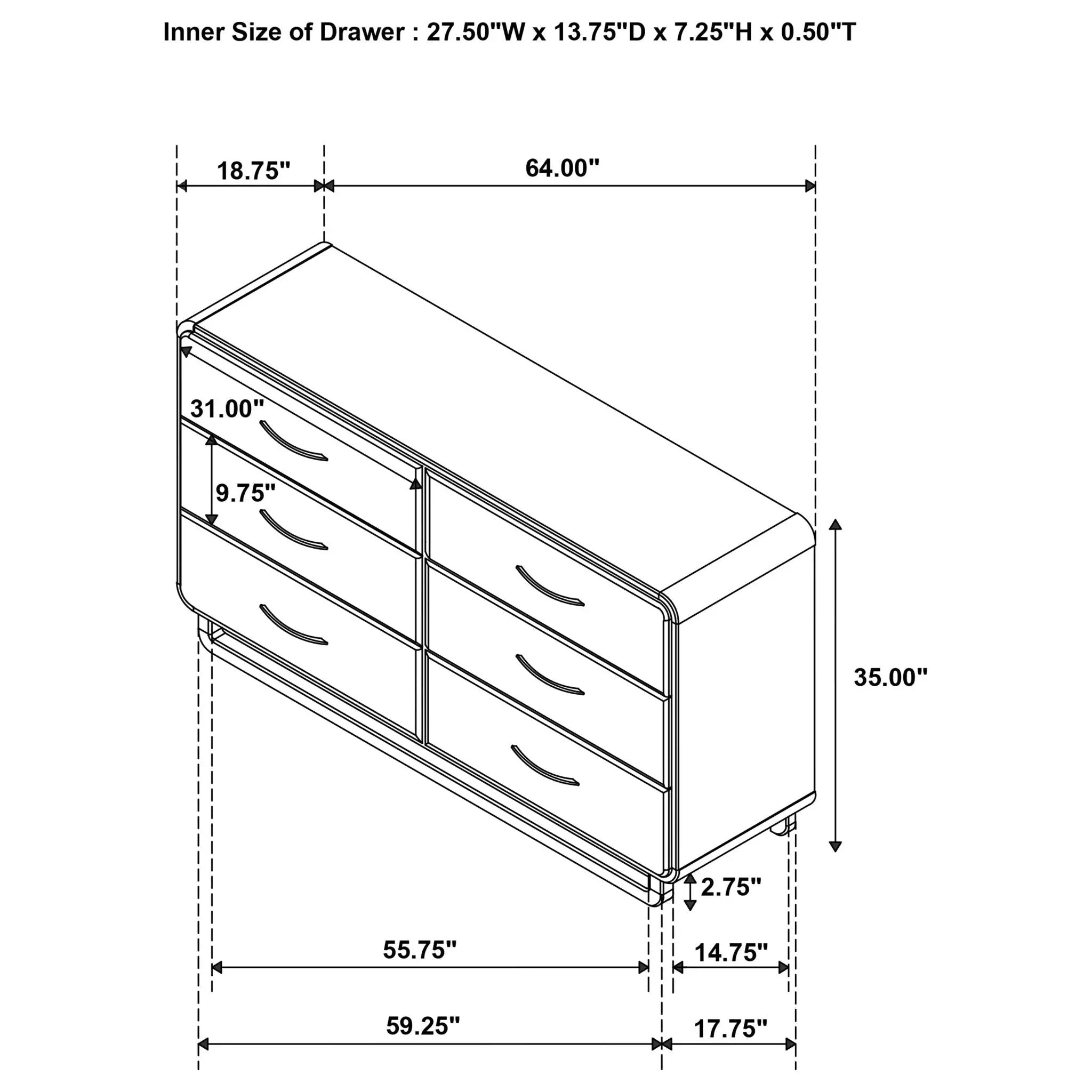 Tully - 6 Drawer Dresser - Nutmeg Brown by HouseOfZazla