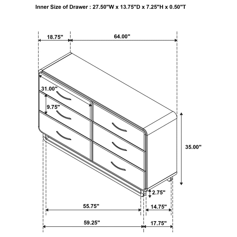 Tully - 6 Drawer Dresser - Nutmeg Brown by HouseOfZazla