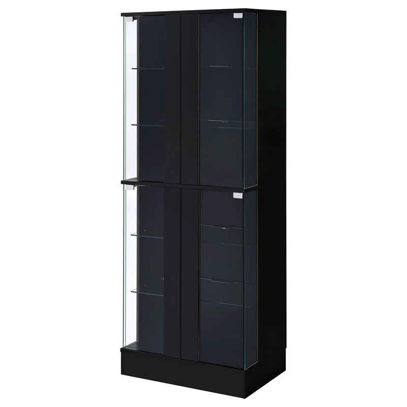 Cabra 4-door LED Curio Display Cabinet Black High Gloss by Unique Piece Furniture