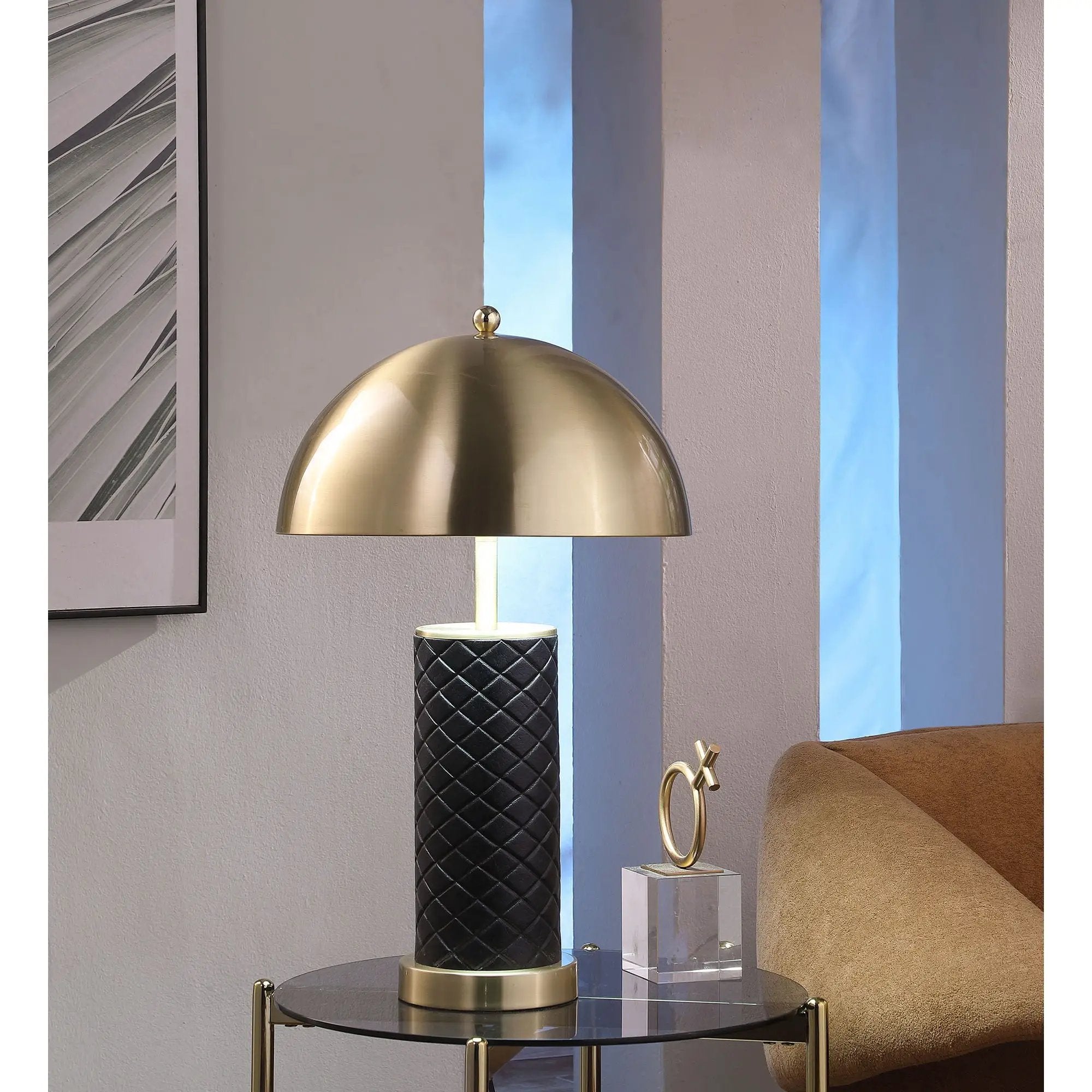 Mantova - Dome Quilted Lamp (Set of 2) - Black by HouseOfZazla