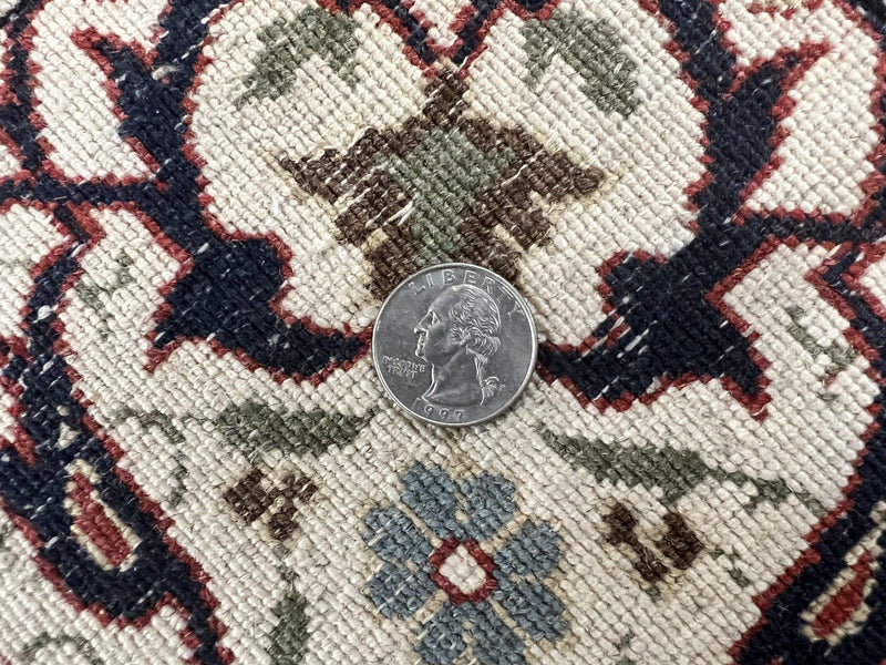 Red Persian Qum Rug 5 x 7.6, Hand Knotted Vintage Wool Fine Carpet 270 KPSI, Floral Allover by Jewel Rugs