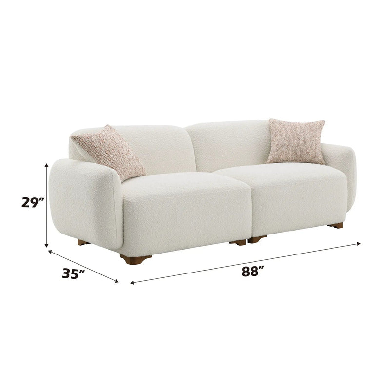 Darius - Boucle Sofa With 2 Toss Pillows - Beige by HouseOfZazla