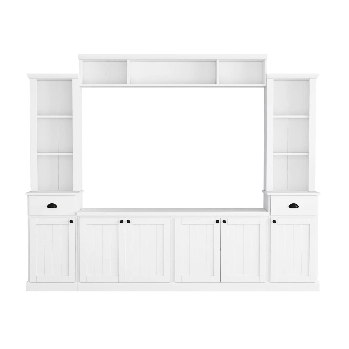 Minimalist Entertainment Wall Unit Set With Bridge For TVs Up To 75" by HouseOfZazla
