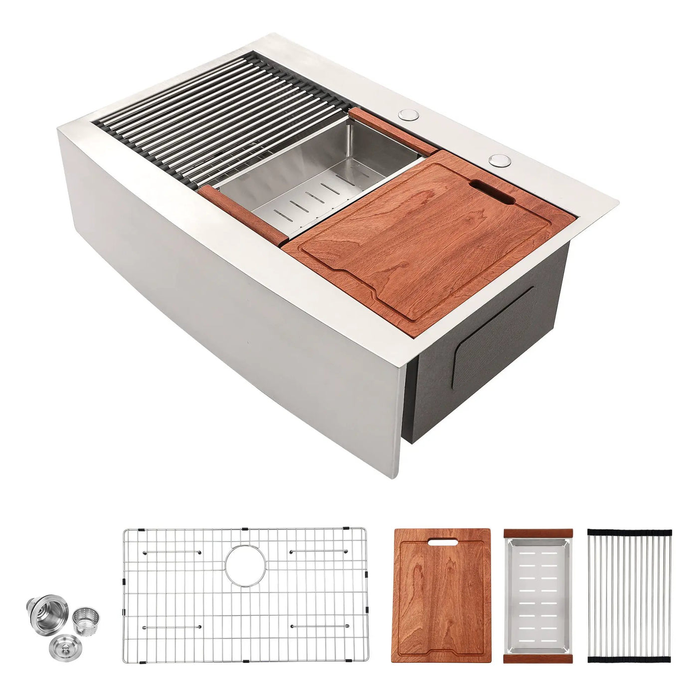 Modern Farmhouse Drop-In Workstation Kitchen Sink with Apron Front by HouseOfZazla