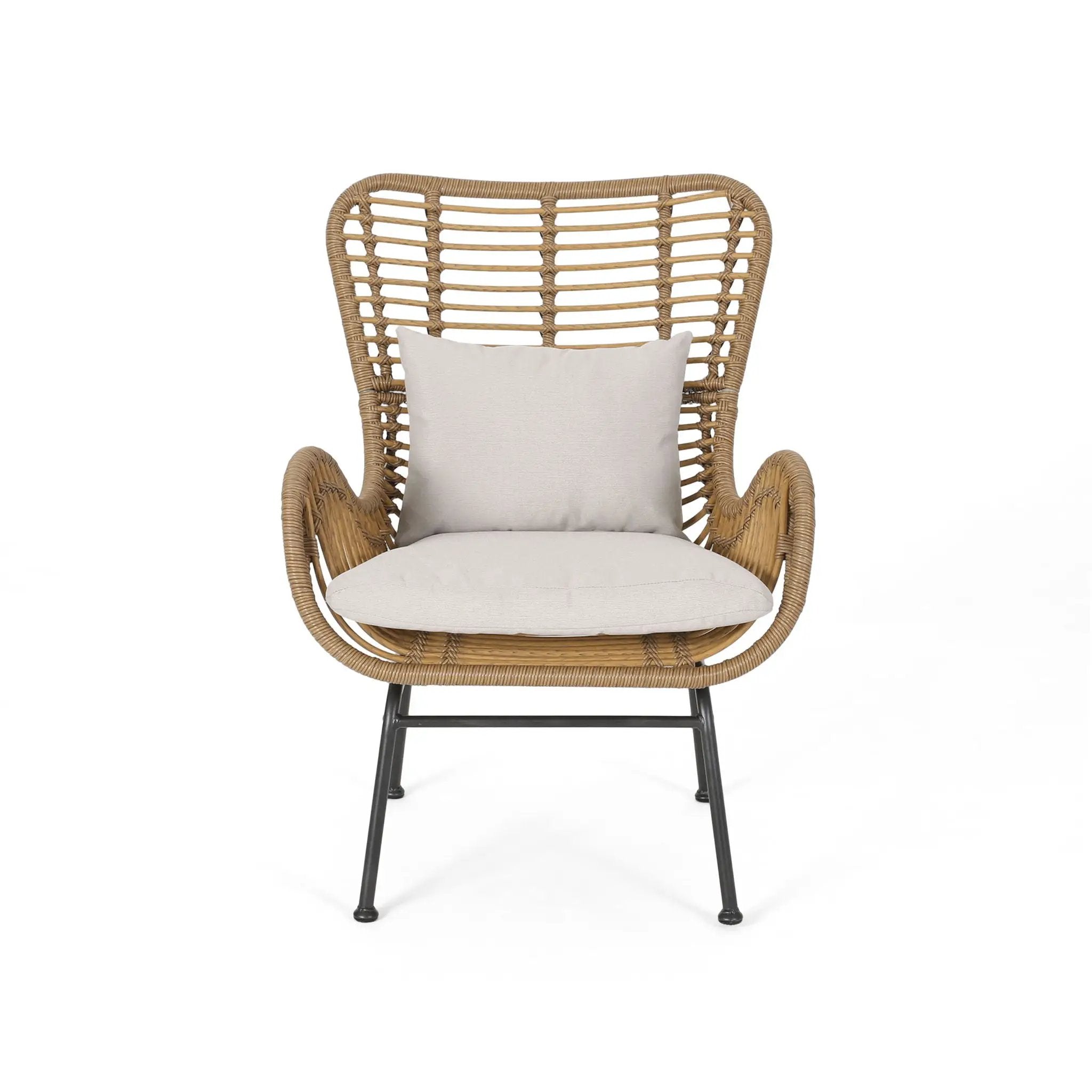 Modern Aesthetic Outdoor Rattan Accent Chair With Metal Legs by HouseOfZazla