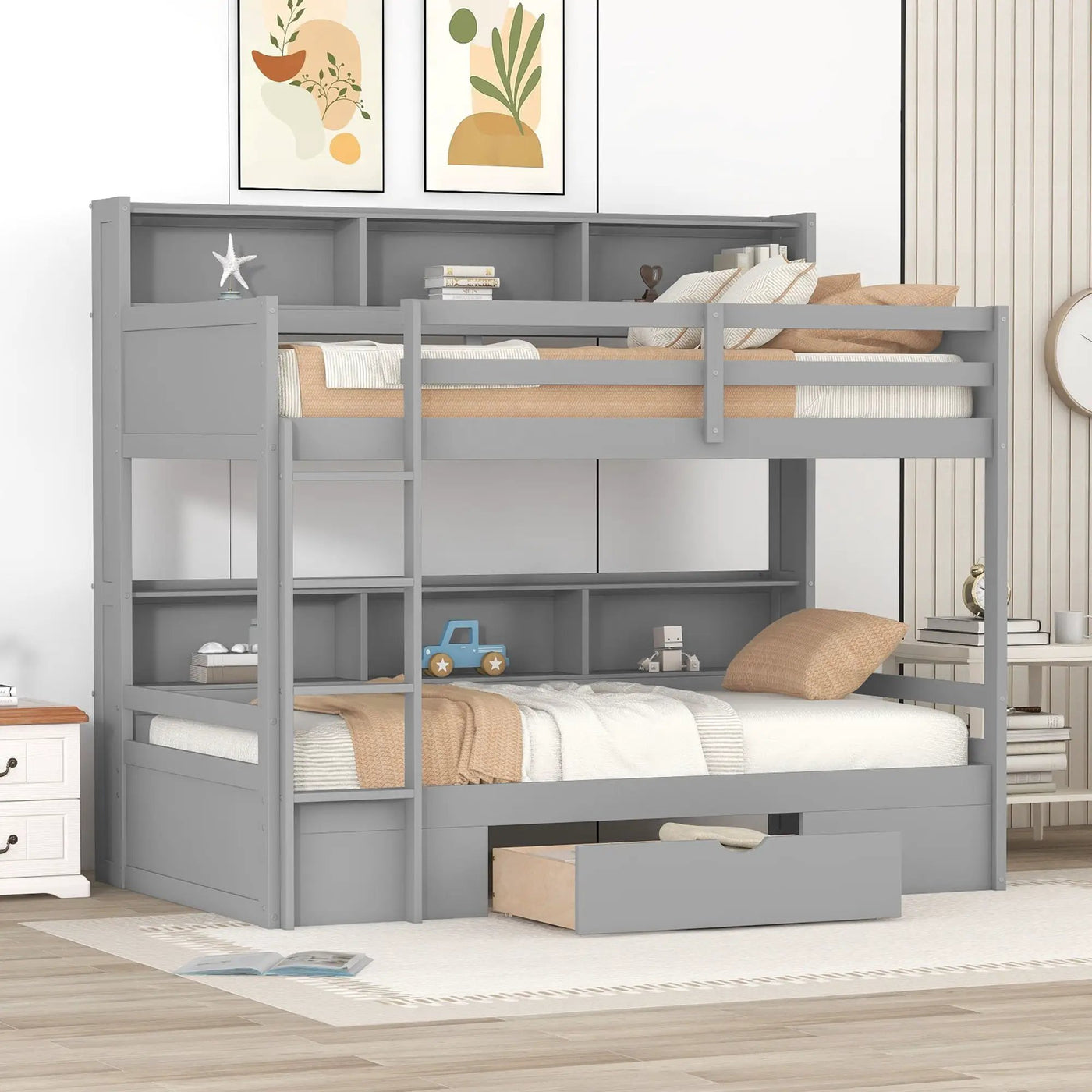 Carolee - Twin Size Bunk Bed With Built-In Shelves by Unique Piece Furniture