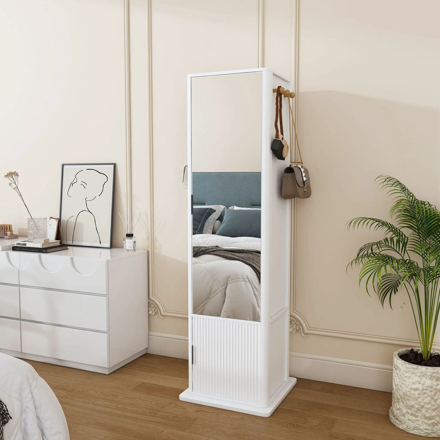 360° Rotating Makeup Cabinet With Full Length Mirror by Unique Piece Furniture