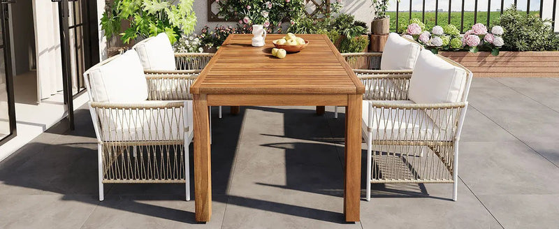 TOPMAX Patio 5pcs Wooden Dining Table Set by HouseOfZazla