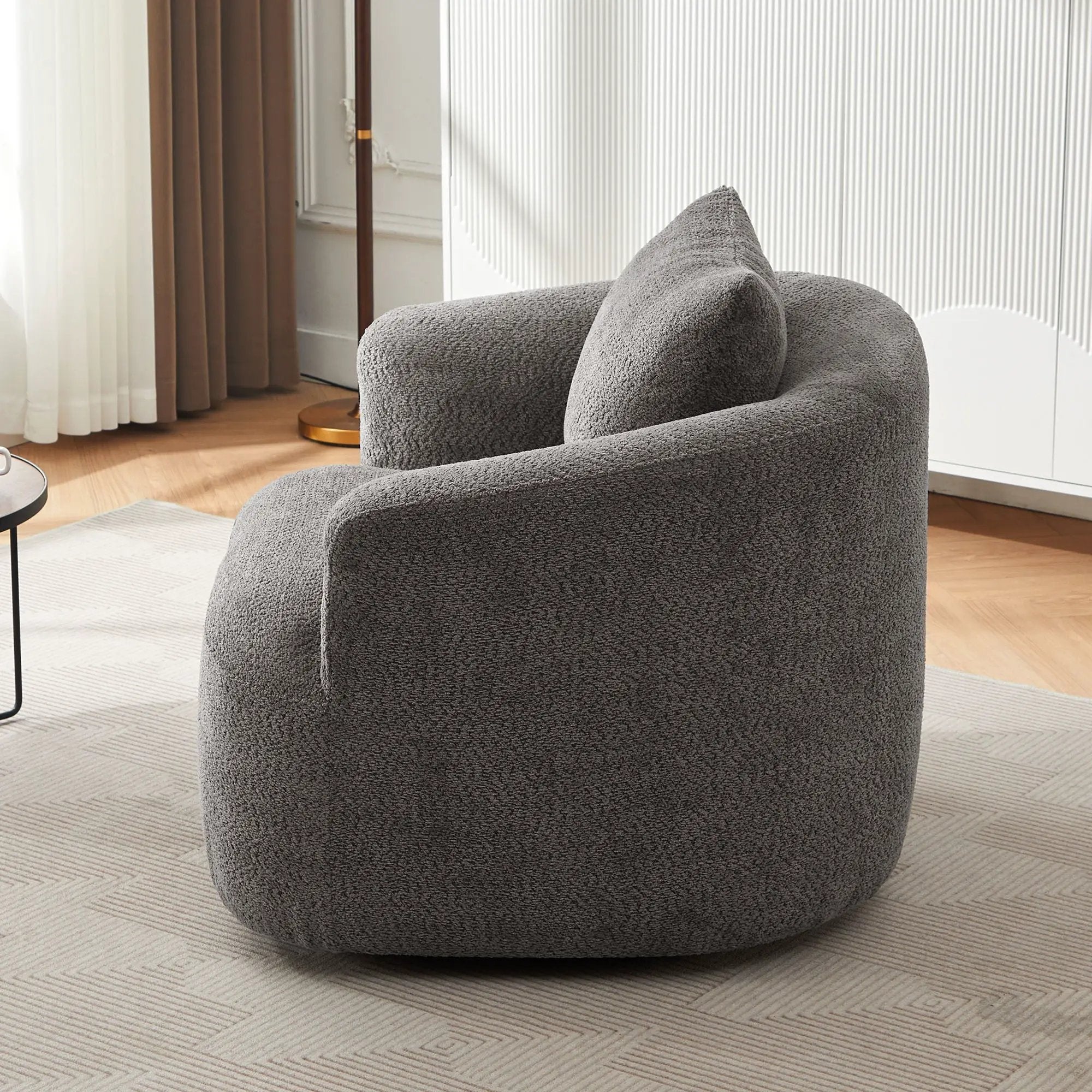 360° Swivel Barrel Sofa Chair With Throw Pillow, Upholstered Accent Chair by HouseOfZazla