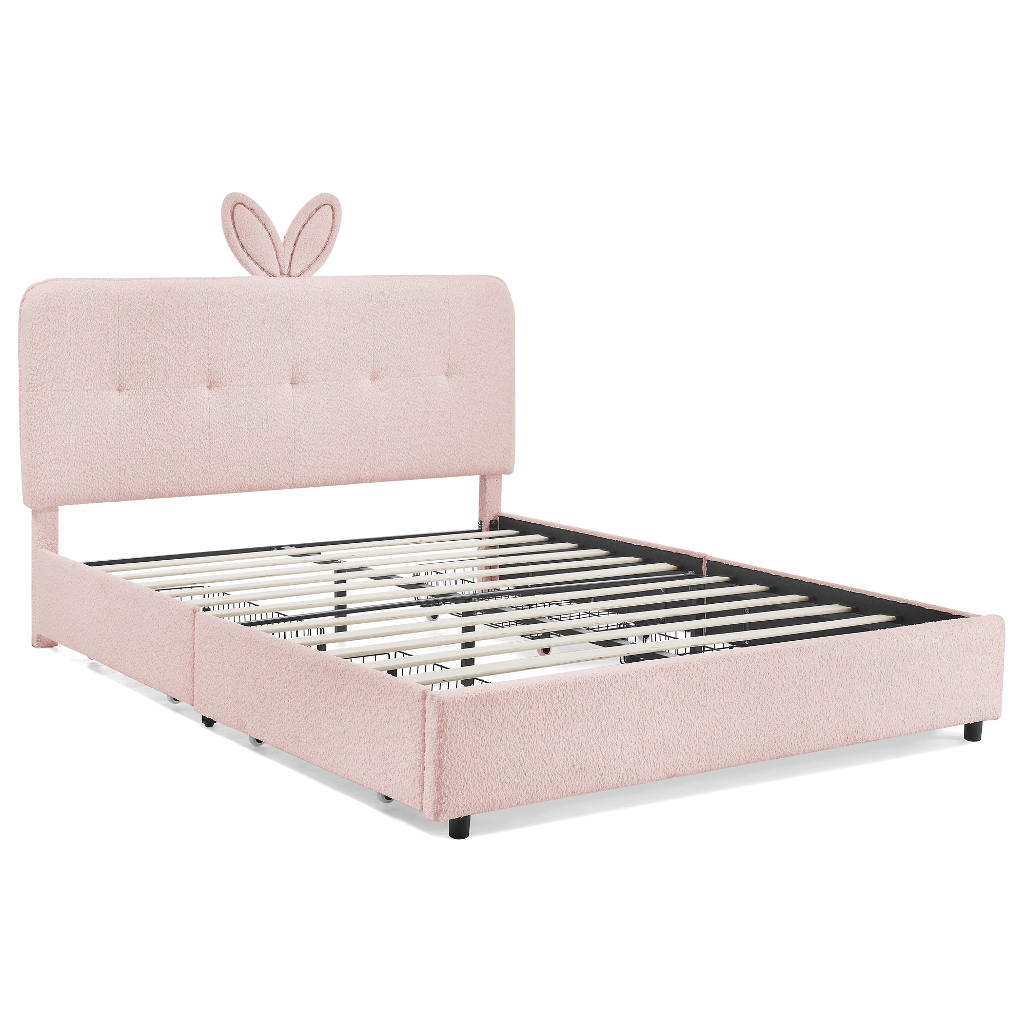 Full Size Kids Upholstered Bed with Oversized Rabbit Ear Headboard by HouseOfZazla