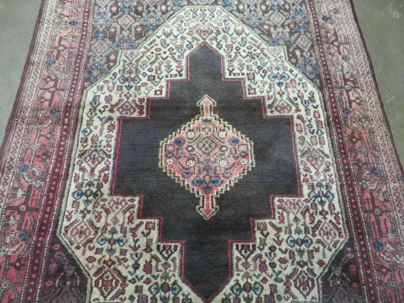 4' X 5' Antique Handmade India Floral Oriental Wool Rug Brown Vegetable Dyes by Jewel Rugs