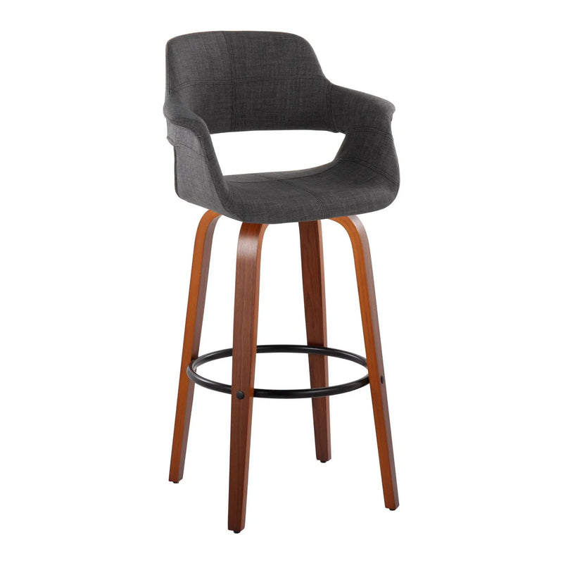 Vintage Flair - Mid Century Modern Fixed Height Barstool With Swivel With Round Footrest (Set of 2) by HouseOfZazla