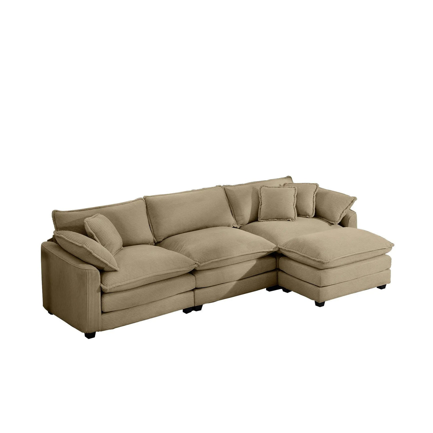 Modern Oversized Modular Cushion Sofa With Ottoman, Low Back, Deep Seating Sofa Set by HouseOfZazla
