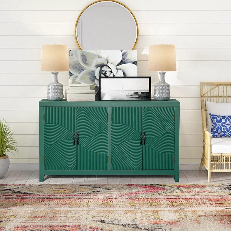 59in Green Accent Cabinet with 4 Doors Mid Century Modern Buffet by HouseOfZazla