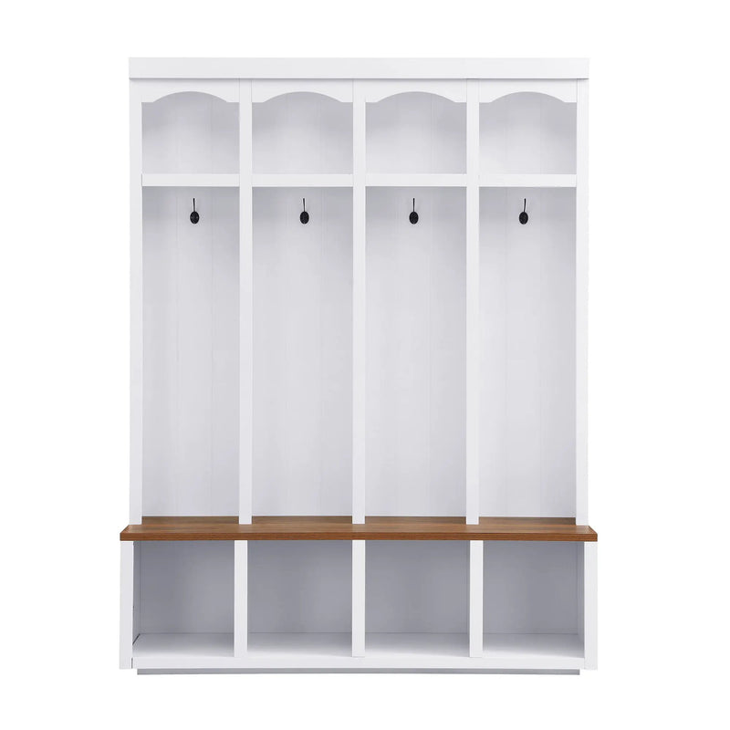 Entryway Hall Tree With Bench, 4 Hooks & Open Storage Space by Unique Piece Furniture