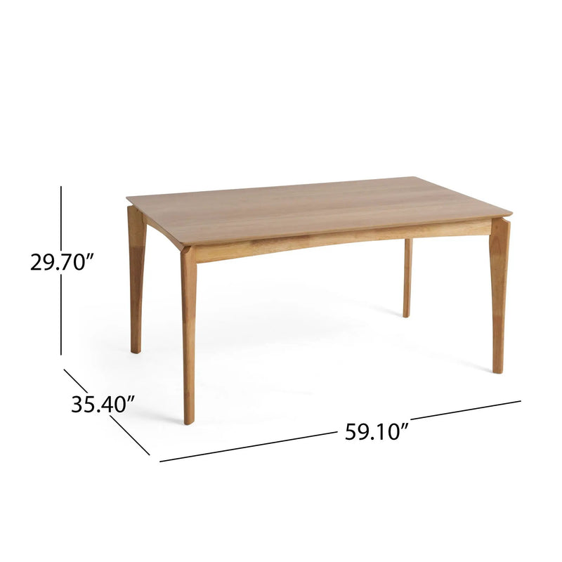 Mid Century Dining Table, Rubberwood With Walnut Veneer - Natural Oak by HouseOfZazla