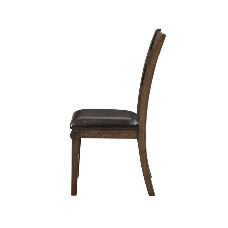 Nabirye - Side Chair (Set of 2) - Esspresso Synthetic Leather & Dark Oak by Unique Piece Furniture