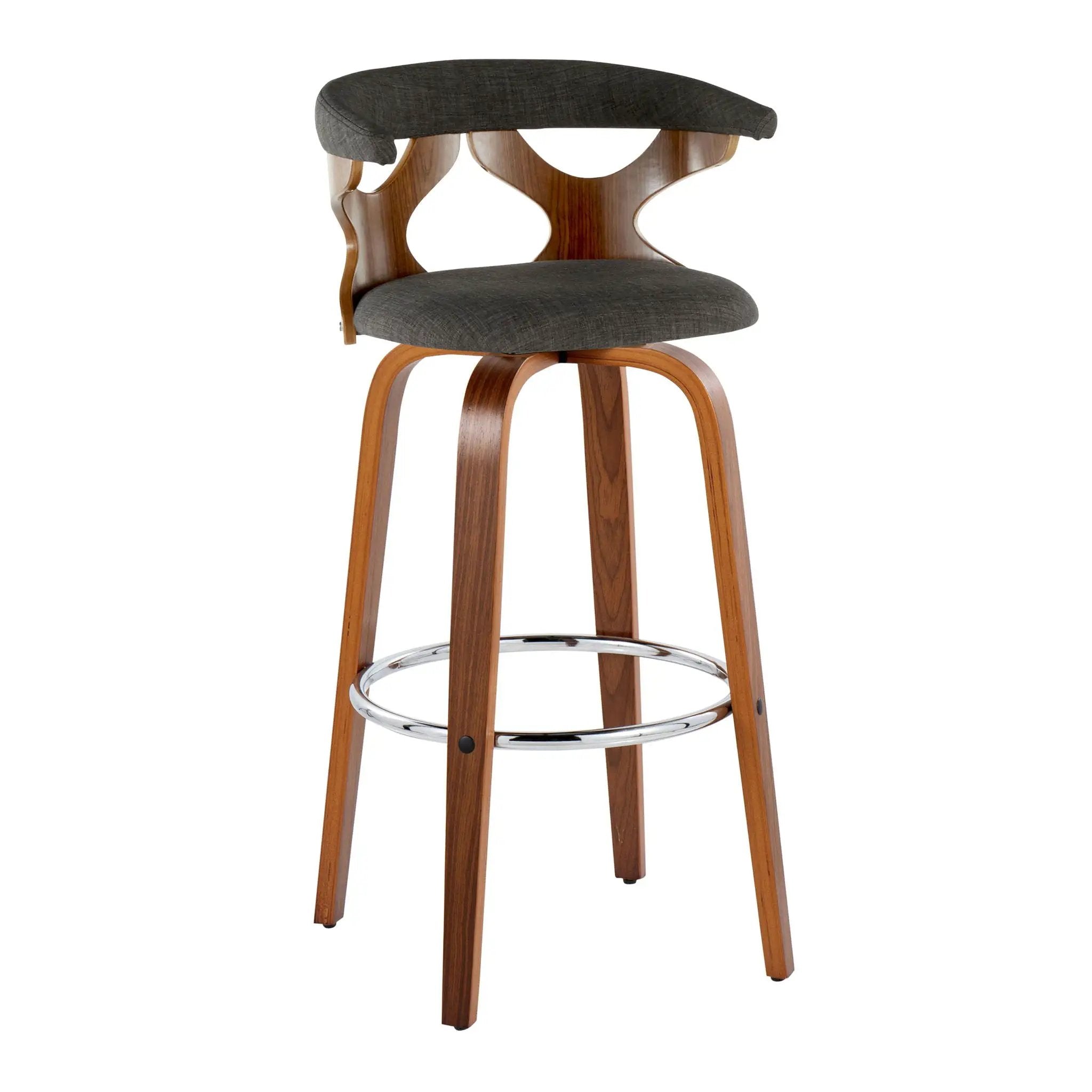 Gardenia - Mid Century Modern Fixed Height Barstool With Swivel With Round Footrest (Set of 2) by HouseOfZazla
