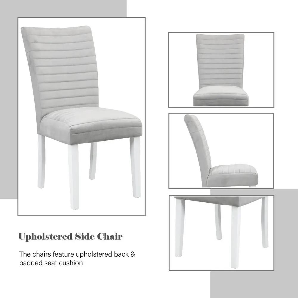 Elizaveta - Side Chair (Set of 2) - Gray Velvet &White High Gloss by Unique Piece Furniture