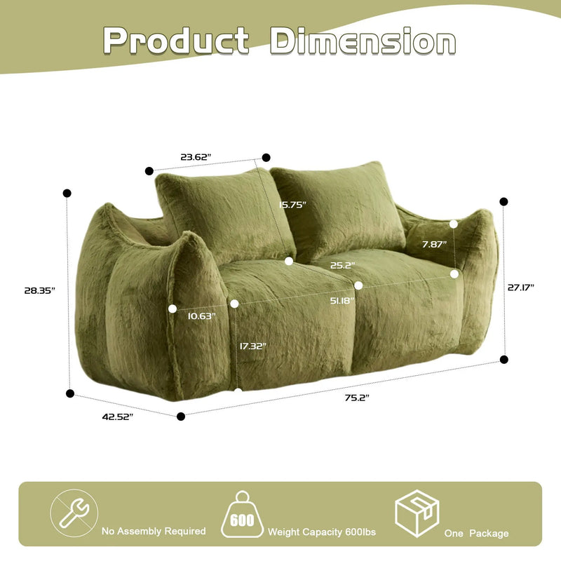 Giant Bean Bag Couch, Ultra Soft Fluffy Loveseat For Living Room by Unique Piece Furniture