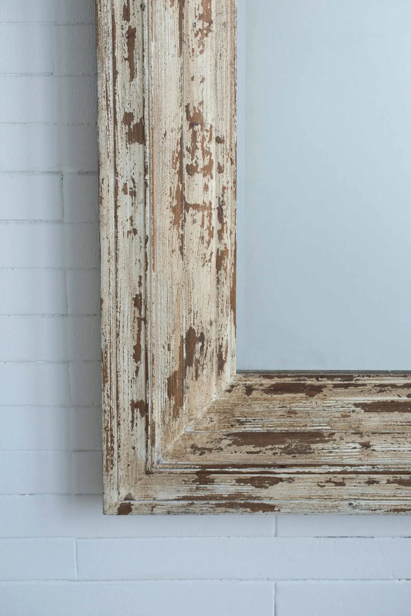 Full Length Rectangle Floor Mirror With Distressed Wood Frame - Brown by Unique Piece Furniture